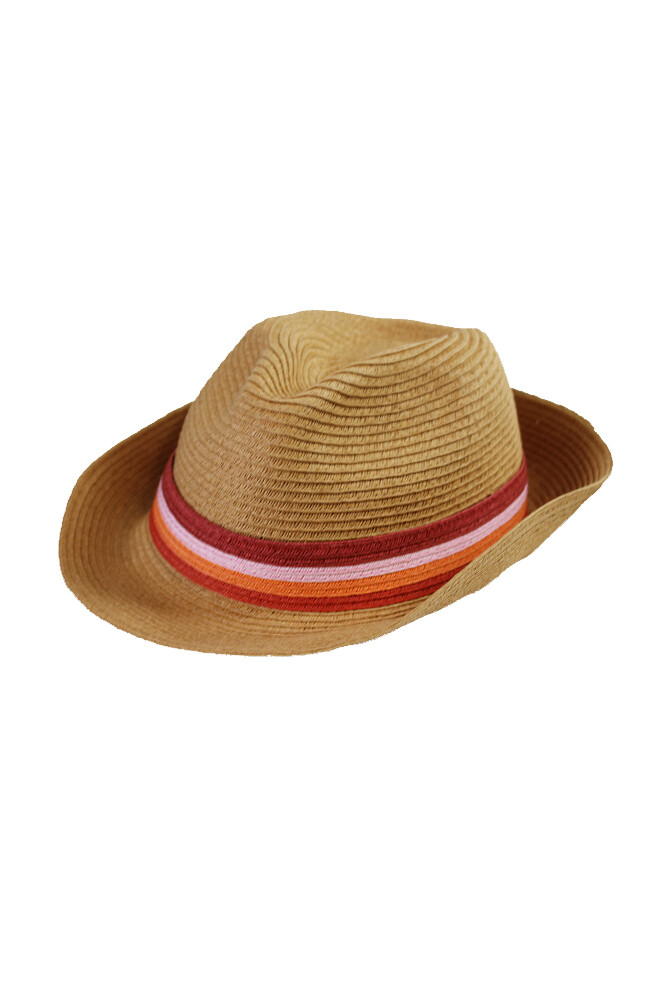 Шляпа August Hat Tan Pink Stripe Band Fedora Hat OS