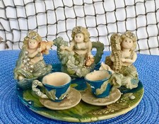 Miniature Mermaid Resin Tea Set; Vintage 1980s Very Rare Find