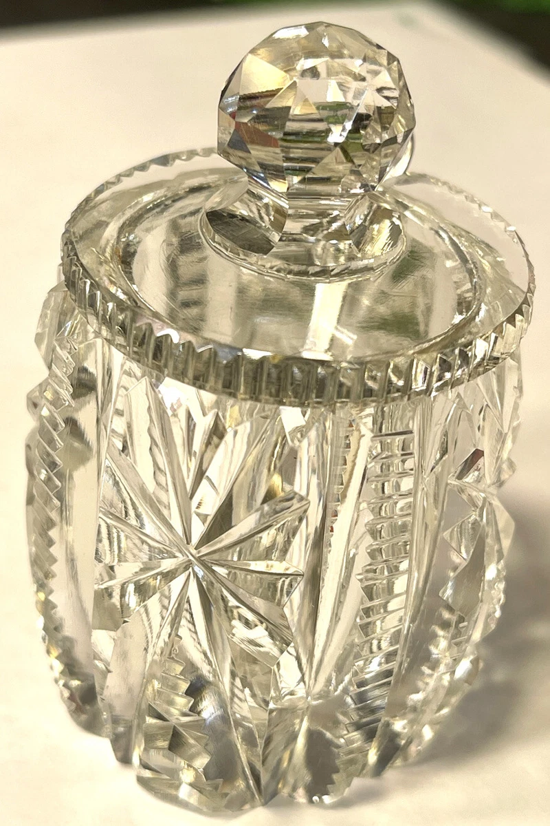 ABP American Brilliant Crystal Mustard Condiment Jar Sterling Spoon | eBay