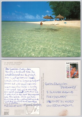 x00784 Plage de Mont-Choisy Mauritius Postkarte 2006 Briefmarke