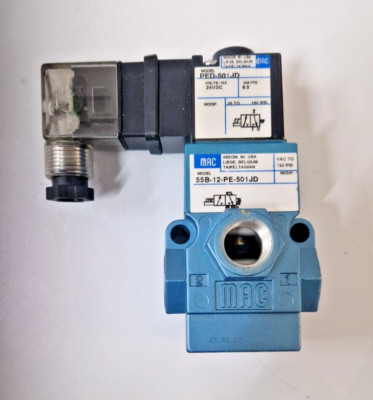 Mac Ventil 55B-12-PE-501JD, 24DC Magnetventil 5/2 Magnetfeder 3/8 NPT (Push Fit