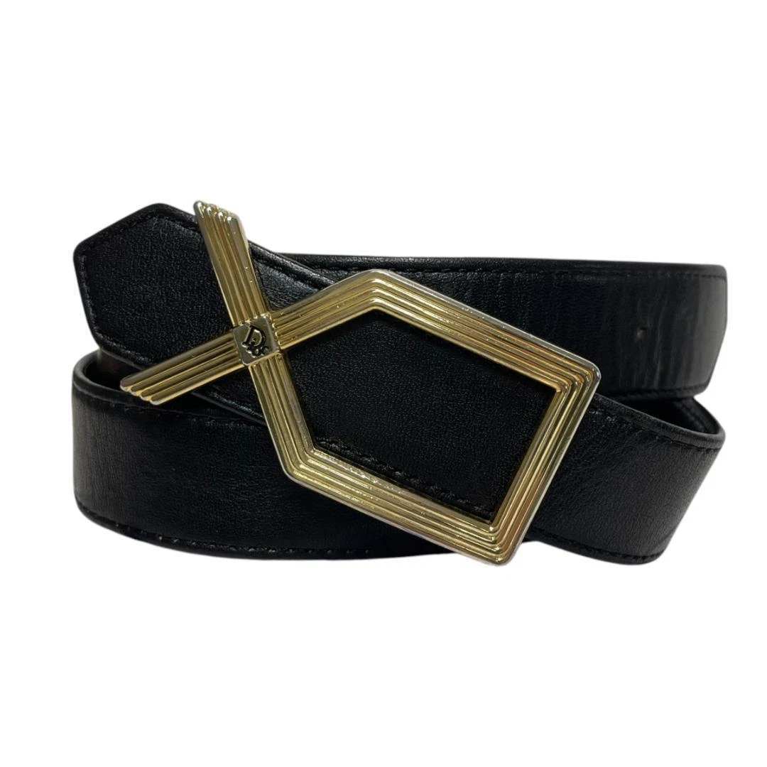 Authentique boucle de ceinture en cuir Christian Dior logo marque pour femme 62 70 cm