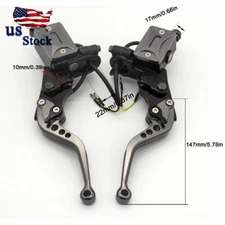 FXCNC Gray Motorcycle Brake Clutch Master Cylinder Lever Hydraulic Reservoir