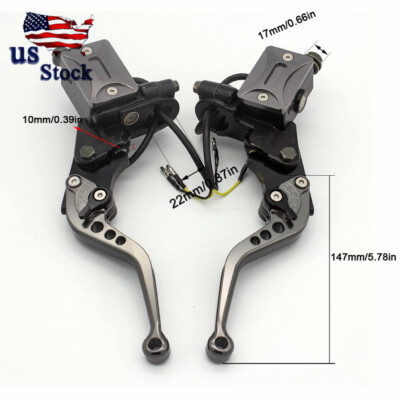 FXCNC Gray Motorcycle Brake Clutch Master Cylinder Lever Hydraulic Reservoir US