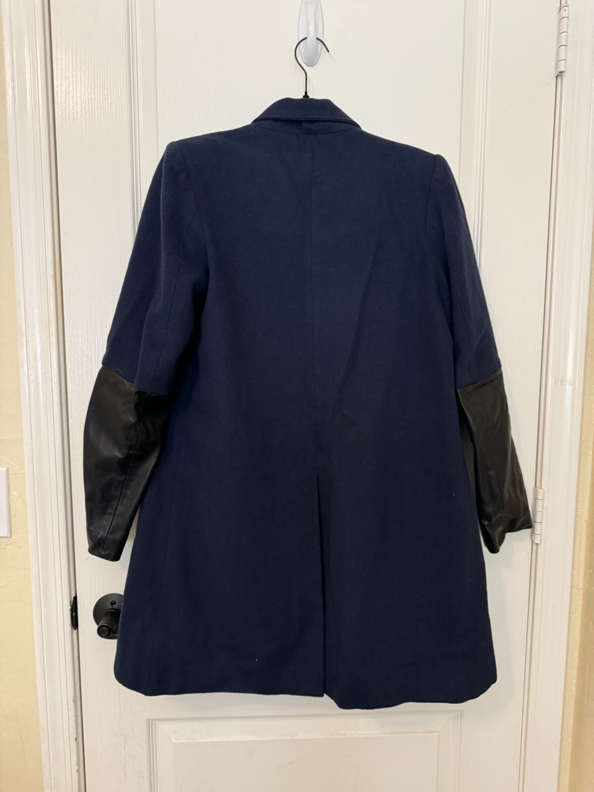 Mason navy coat with leather trim sz 2