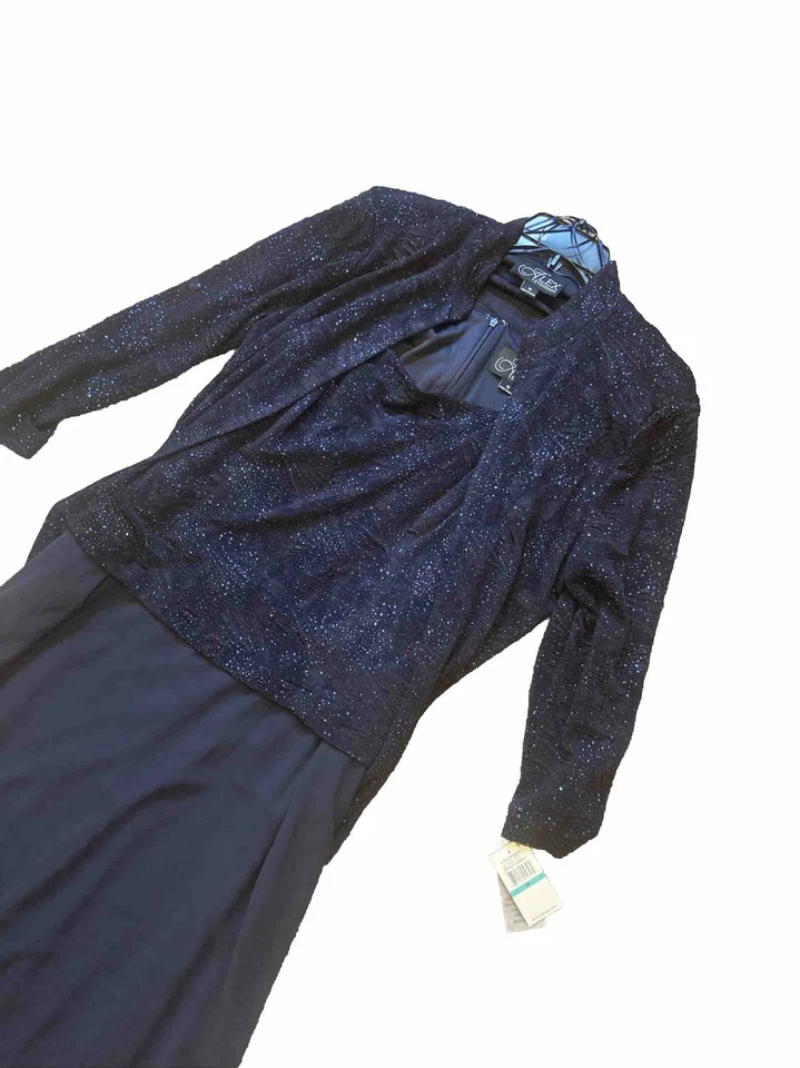 Alex Evenings Navy Blue Long Sleeve Long Evening Gown/Dress Size 16 NWT - Image 2 of 4