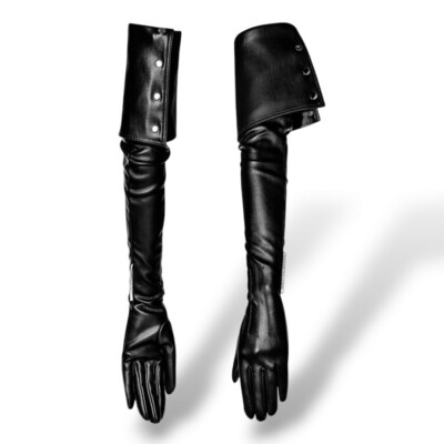 Women's Long Sleeve Opera Gloves with Concealed Side Zipper Fastening and Button