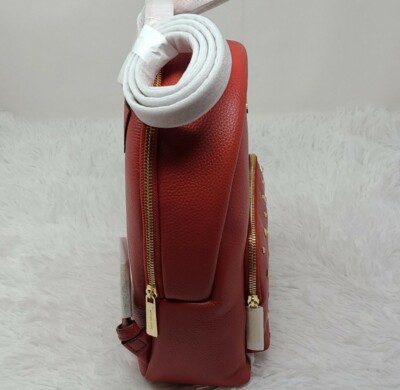 Michael Kors Red Pebble Leather Studded Backpack Medium Michael Kors Erin Medium Backpack Studded Pebble Leather  main image 4