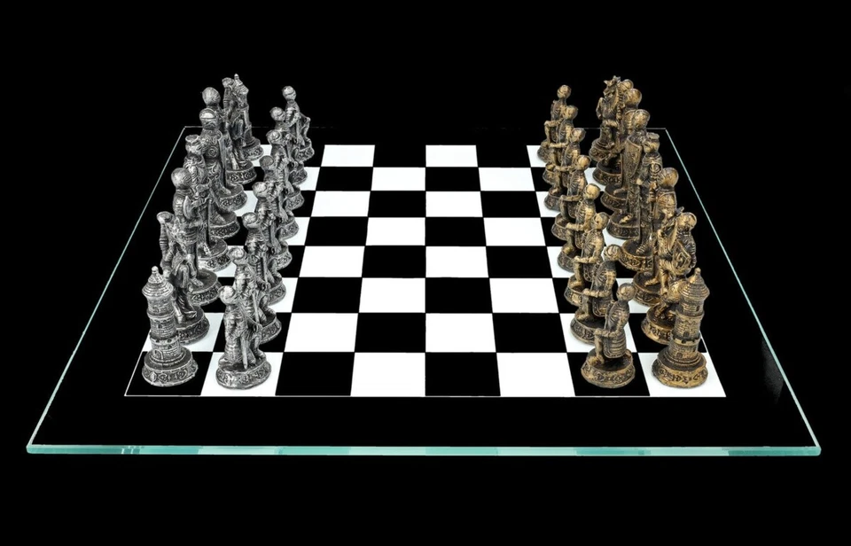 Scacchi Cavaliere - Oro Vs.Argento - Gioco di Riflessione Scacchi Medioevo - Immagine 4 di 4