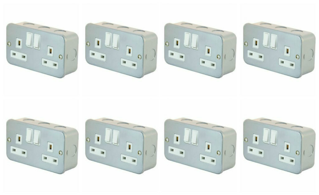 8 x Selectric LG9098MB Metalclad Switch Sockets 13 Amp - 2 Gang SP
