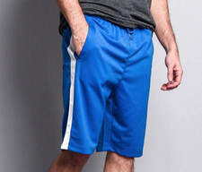 LUCKY BASTARDS CONTEMPORARY BLUE TECHNO TRACK STRIPE SHORTS MEN ROYAL BLUE M XL