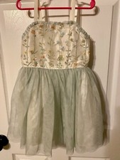 Zunie Embroidered Sequin Green Tulle Skirt Little Girls Dress Size 5