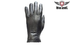 Premium Ladies Black Full Finger Genuine Leather Gloves For Motorcycle Riding