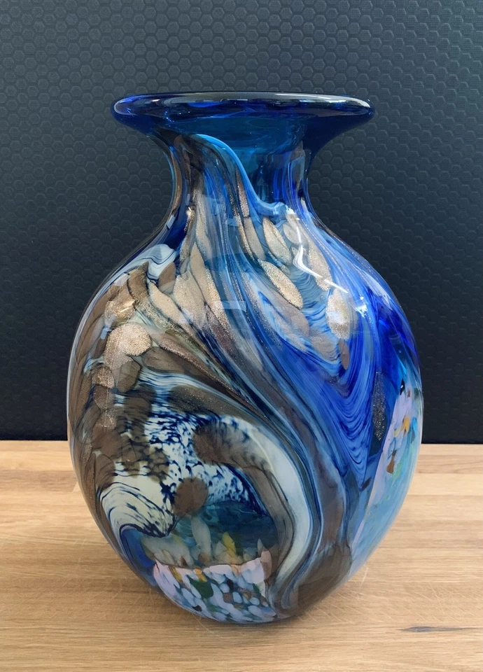 Glasvase Vase Blumenvase Kunstvase Tischvase Glaskunst Murano Stil Deko Blumen - Bild 3 von 4
