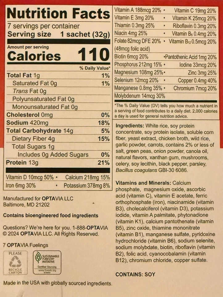 Rice & Chicken Soup Optavia 7 Packet 6/26 NIB *BESTPRICEONEBAY* FREE SHIP - Image 2 of 2