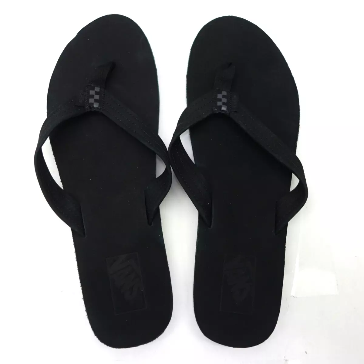 VANS Womens Black Third Point Leather Slip On Thong Sandals Shoes US 11 EU 42.5