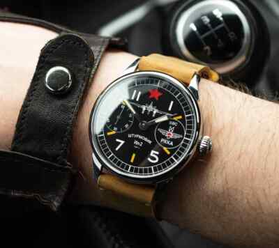  Aviator IL-2 Soviet watch, aerial reconnaissance. vintage USSR black dial watch