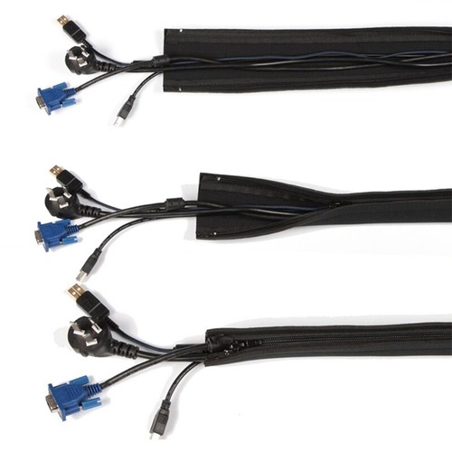 50cm DIY Neoprene Cable Management Sleeve Zipper Wrap Cord Cover Organizer Hider - Afbeelding 7 van 8