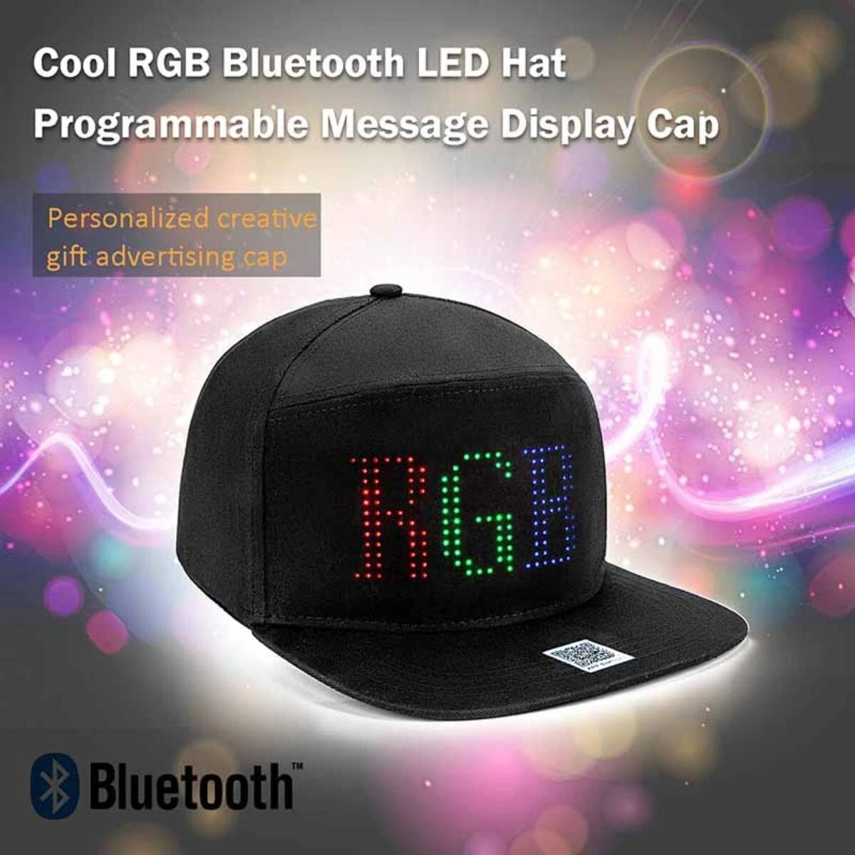 Wireless Bluetooth APP Control LED Display Baseball Hat Colorful LED Hat