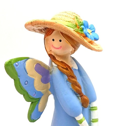 Butterfly Winged Garden Fairy Figurines Blue 5".50 & Pink 7" Tall - Picture 3 of 9