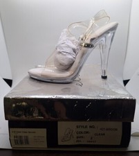 Ellie Clear Ankle Strap Peep Toe High Heel Adult Women Shoes 421-BROOK Size 6