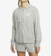 Nike Women's Gym Vintage Grey Heather Full-Zip Hoodie CJ1694-063 Size S - NWT