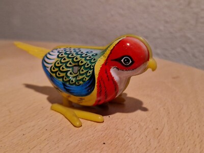 Blechspielzeug Vogel Blech bunt zum aufziehen 