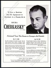 1941 Shura Cherkassky photo piano recital tour booking vintage trade print ad