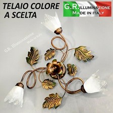 PLAFONIERA IN FERRO BATTUTO 3 LUCI RUGGINE O AVORIO LAMPADARIO DA SOFFITTO "Ian"