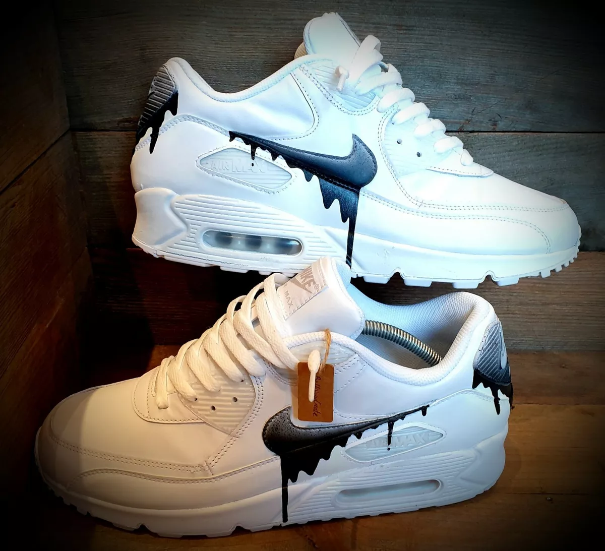 Nike Air Max 90/Custom Painted/White-Black/Ultra/Essential/ID/Force  1/Huarache