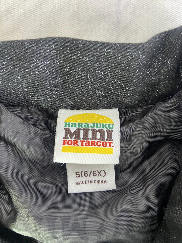 Harajuku Mini for Target Girls Denim Jean Sleeveless Jacket Black Shimmer Size 6 - Image 3 of 4