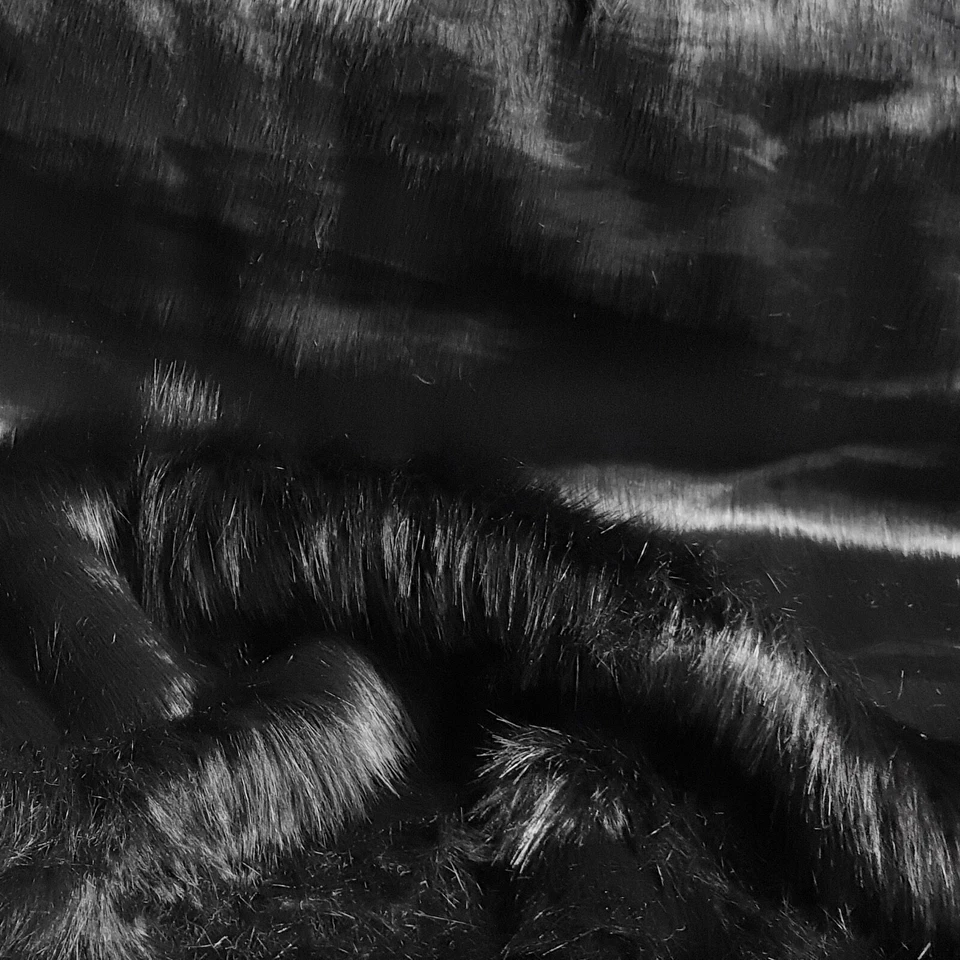 Webpelz Langhaar kuscheliges Kunstfell Stoff Fell Schwarz Deko Bekleidung - Bild 3 von 4