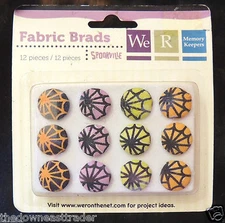 12pc Fabric Brads Spookville Halloween Spider Webs We R Memory Keepers #41910-5