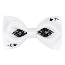 Men's Poker Bow Tie Satin Silk Pre-tied Solid Bow Ties for Men with Spades a