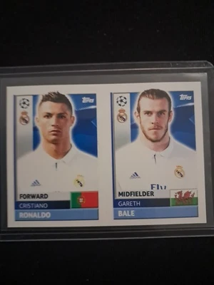 STICKER TOPPS UEFA CHAMPIONS LEAGUE 2016-17 RONALDO #REA 17 BALE #REA 16 MADRID - Photo 1/4