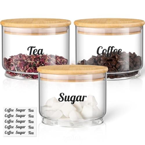 Pcs 20oz Tea, Coffee, Sugar Stacking Jars Clear Glass Food Storage Jars