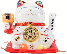Pheyihe 5 Inch Lucky Cat Waving Arm Fortune Cat Statue,Maneki Neko Waving Arm fo
