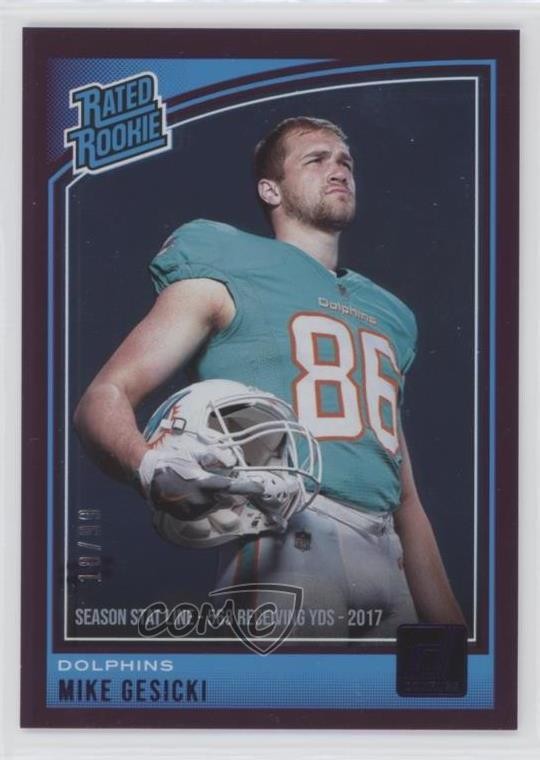 2018 Panini Donruss Rated Stat Line Season 10/99 Mike Gesicki #337 Rookie RC 7zf