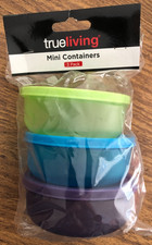 FOOD BEAD CRAFT storage containers 3.25" round purple blue green set of 3 NEW