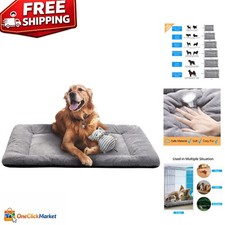 42" x 28" Non-Slip Gray Dog Bed - Ideal Crate Pad for Large Breeds Up to 90lbs