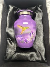 Purple Humming Bird Urns for Human Ashes Adult Male & Female - Small Keepsake Ur