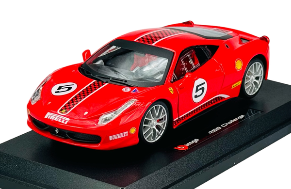 Bburago Ferrari 458 Challenge Rot 1:24 Die Cast Metall Model Neu Im Kasten-image