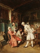 19th CENTURY FRENCH OIL ON CANVAS - THE ART CRITICS - SIGNED - MEISSONIER