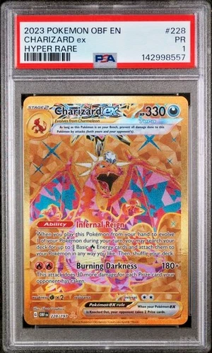 PSA 1 PR 2023 Pokemon Obsidian Flames Charizard EX Hyper Rare 228/197