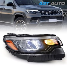 Passenger LED Reflector Headlight W/O DRL For Jeep Compass 2022-2025 W/ Bulbs