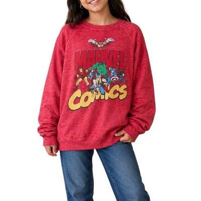 Marvel Comics Red Crewneck Sweatshirt Youth XL 15/17 Superhero Graphic Pullover