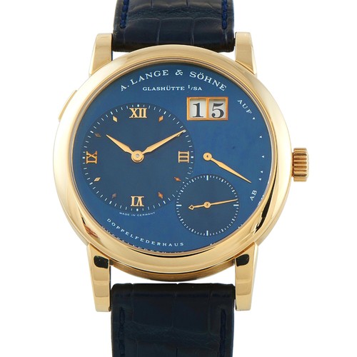 A. Lange & Sohne Lange 1 Blue Dial Yellow Gold Watch 101.028