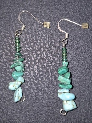 Artisan Made Turquiose Chip Gemstone Dangle Earrings