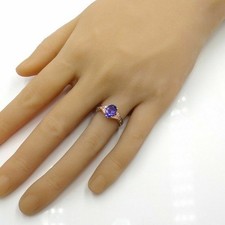 Natural Tanzanite And White Diamonds Gemstone 14K Rose Gold Ring m872