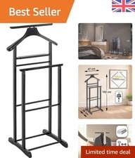 Classic Solid Wood Men's Valet Stand - Stylish & Functional Clothing Organizer